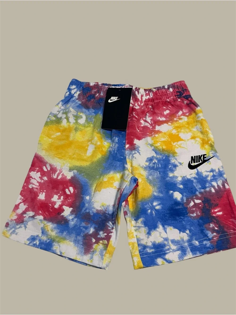 Nike Kids Tie-Dye Cotton Shorts - Blue, Yellow, Red